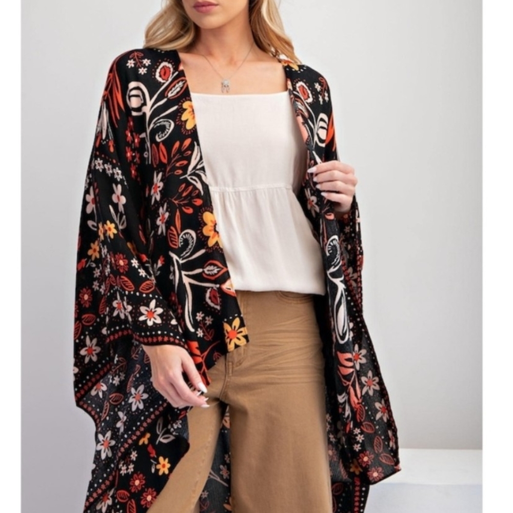 Easel Floral Kimono Cardigan